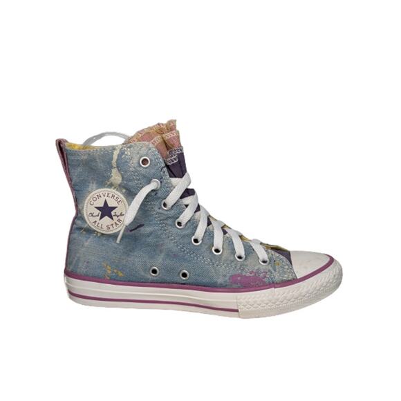 Converse All Star Chuck Taylor 651703F Hi Party Blue Paint Splatter Lace Youth 3 - Picture 3 of 9
